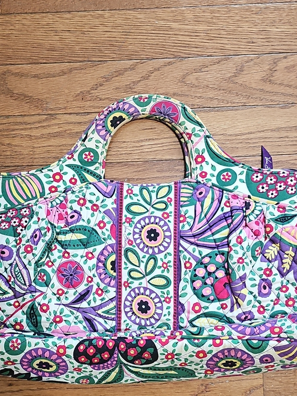 Viva La Vera Bradley Quilted Satchel in Pink, Purple, Green, Cream
